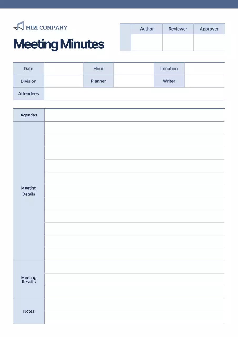 Blue Professional Meeting Planner