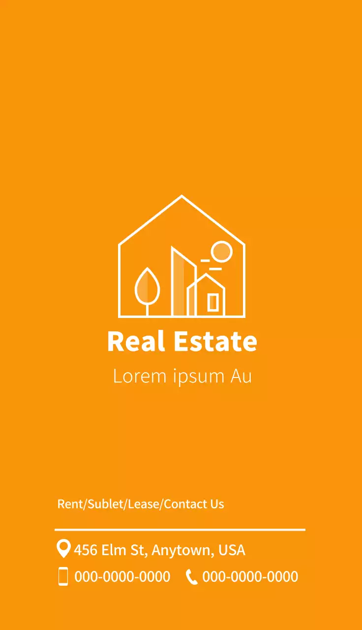 Cartão de visita de promoção imobiliária moderna laranja