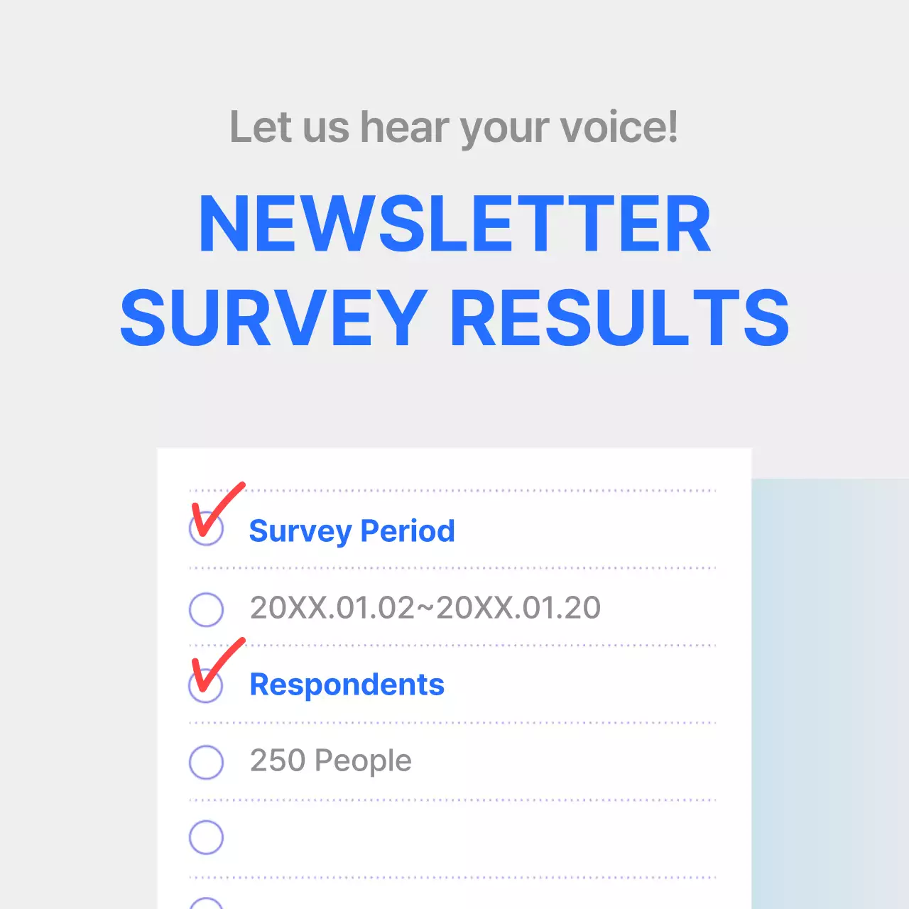 Satisfaction survey report with clear blue graph emphasis