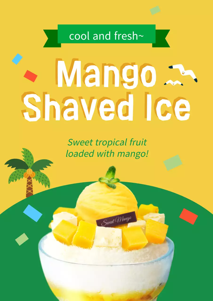 Yellow Tropical Dessert Promotion Poster