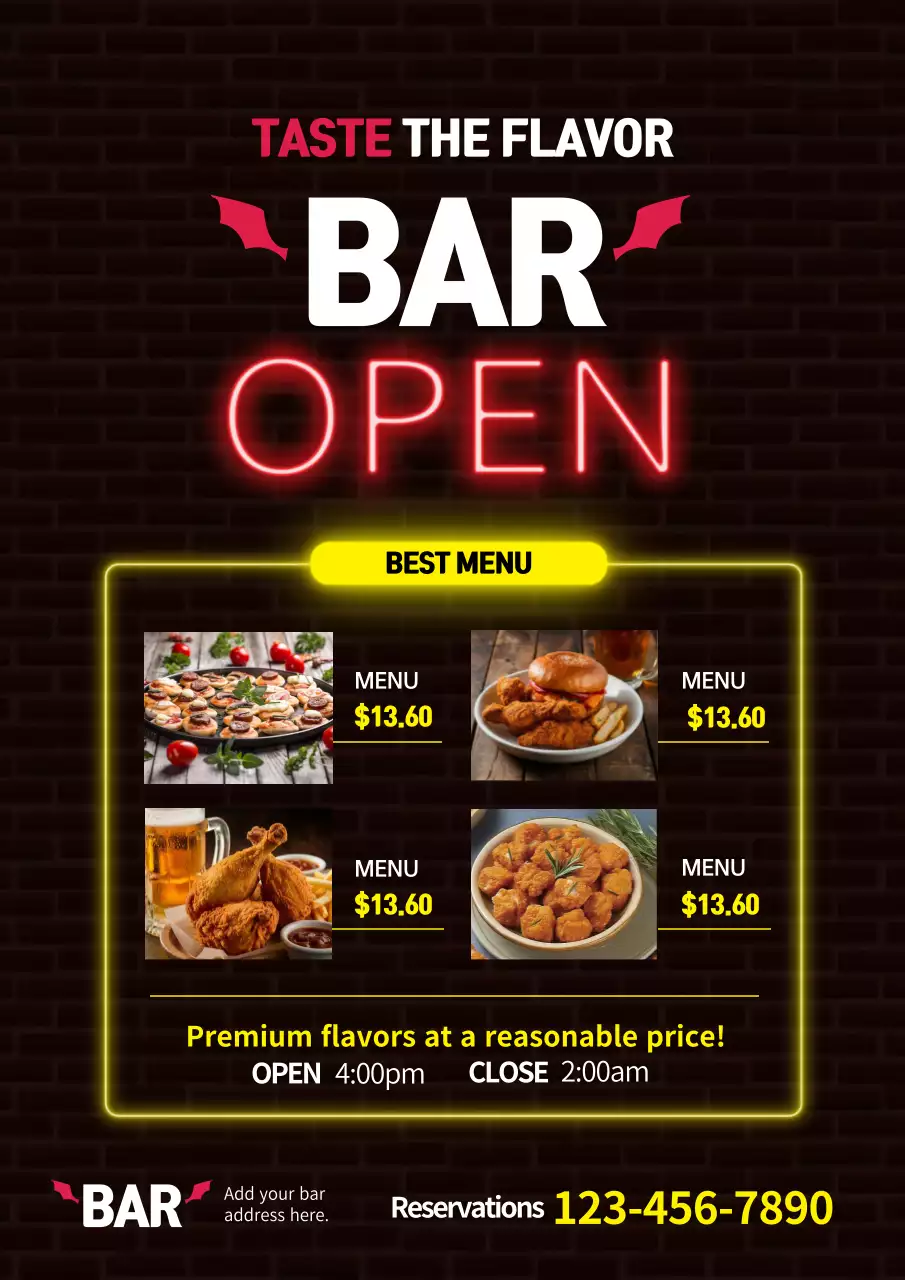 Red Modern Bar Promotion Poster