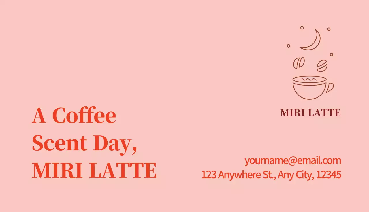 Coral Simple Coffee Business Card