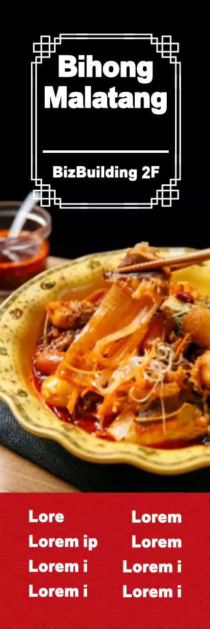 Banner de promoção de macarrão tradicional vermelho