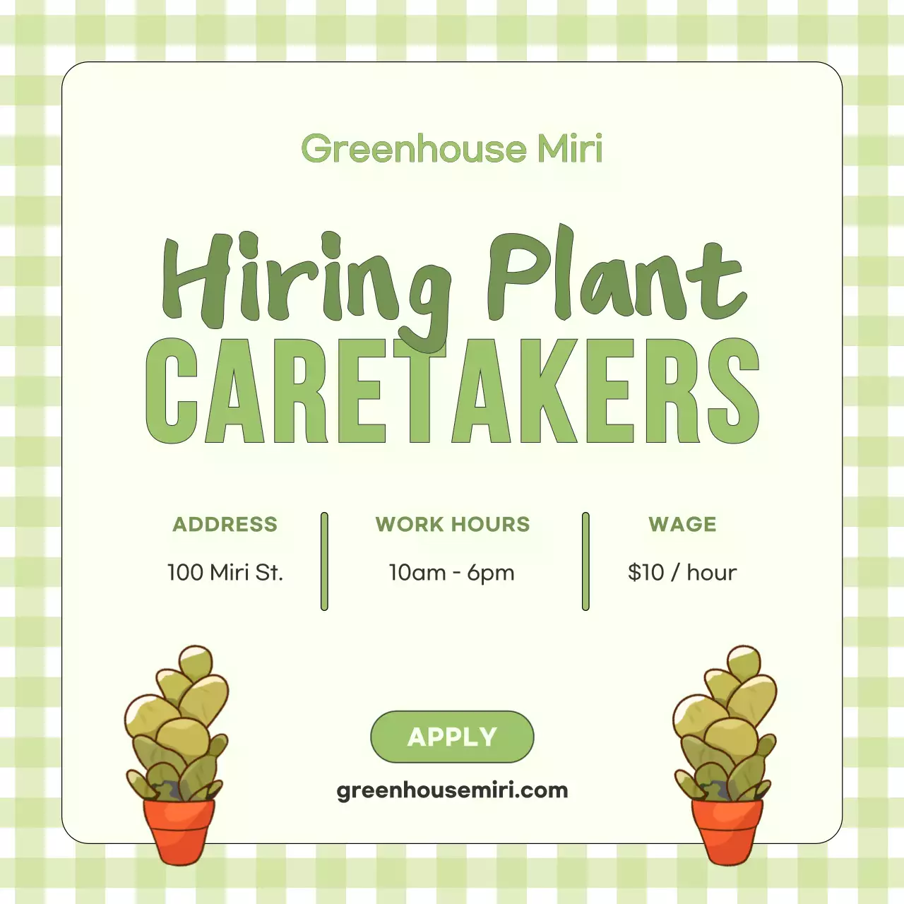 Light green fresh and cute garden staff recruitment flyer V1