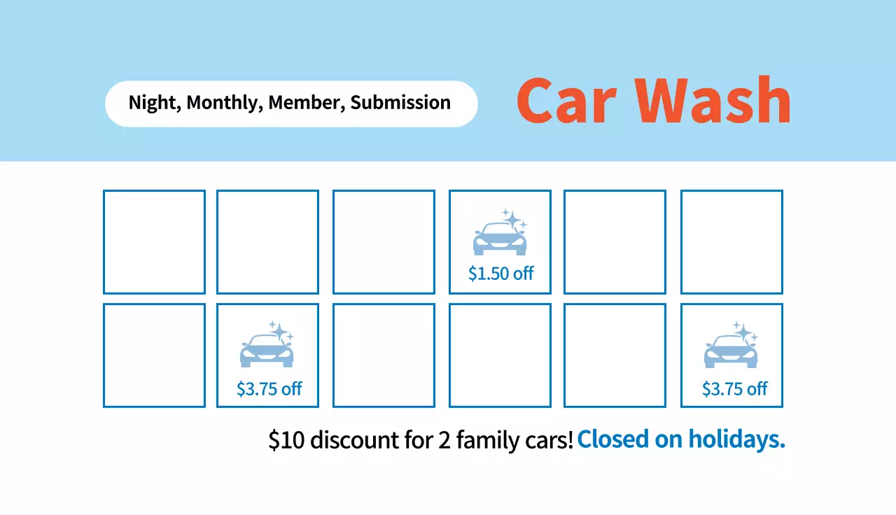 Blue Clean Car Wash Promotion Business Card