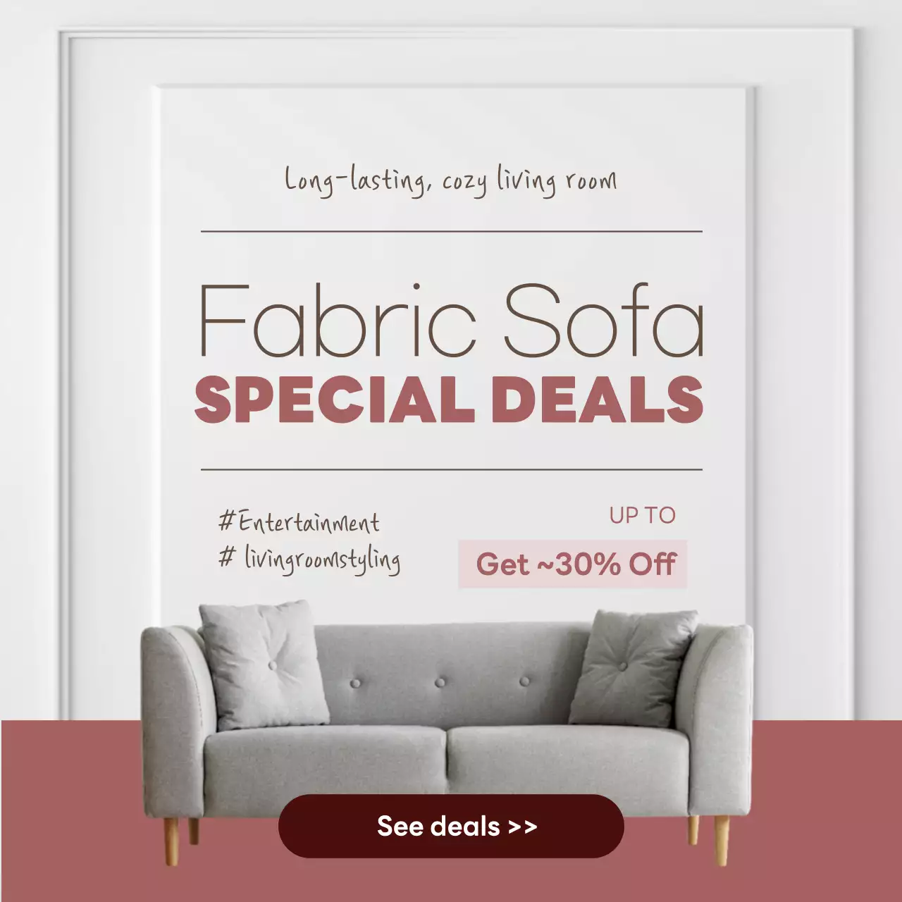 Grey Minimal Sofa Promotion Social Media Post