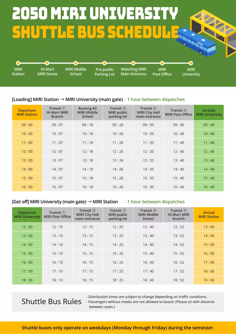 Green Modern University Schedule Poster