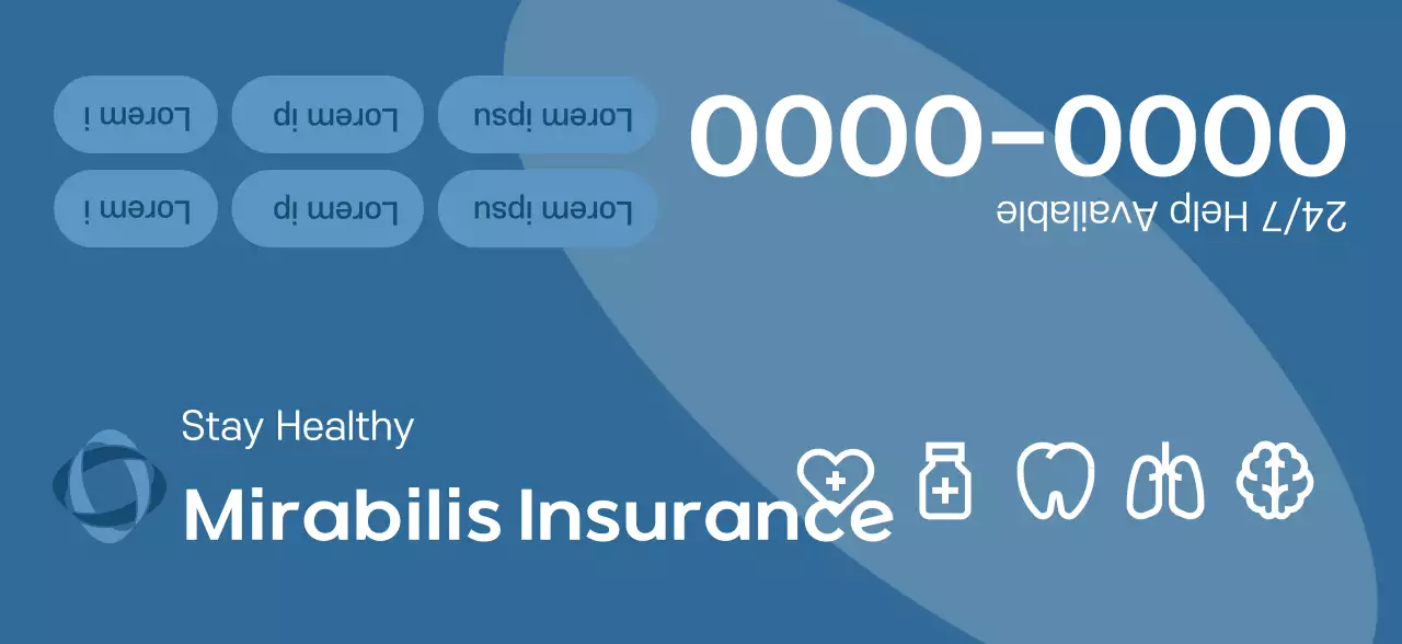 An insurance company promotional piece with dark-toned 3D illustrations and health icons.