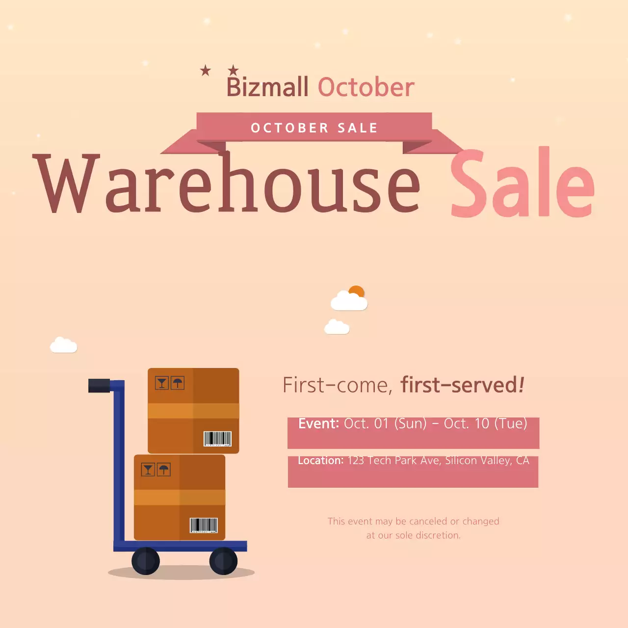 Beige Simple Warehouse Promotion Banner