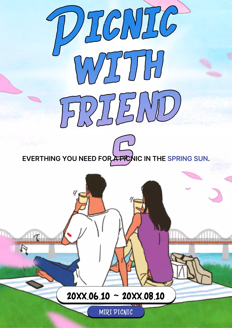 Blue Retro Picnic Event Poster