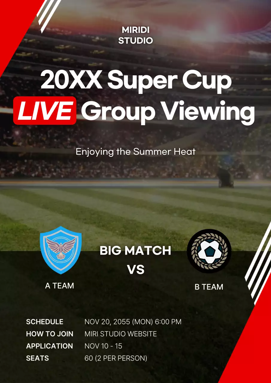 Red Modern Soccer Event Promotion Poster