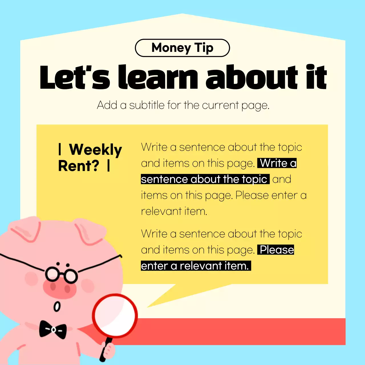 A light blue and red friendly illustration