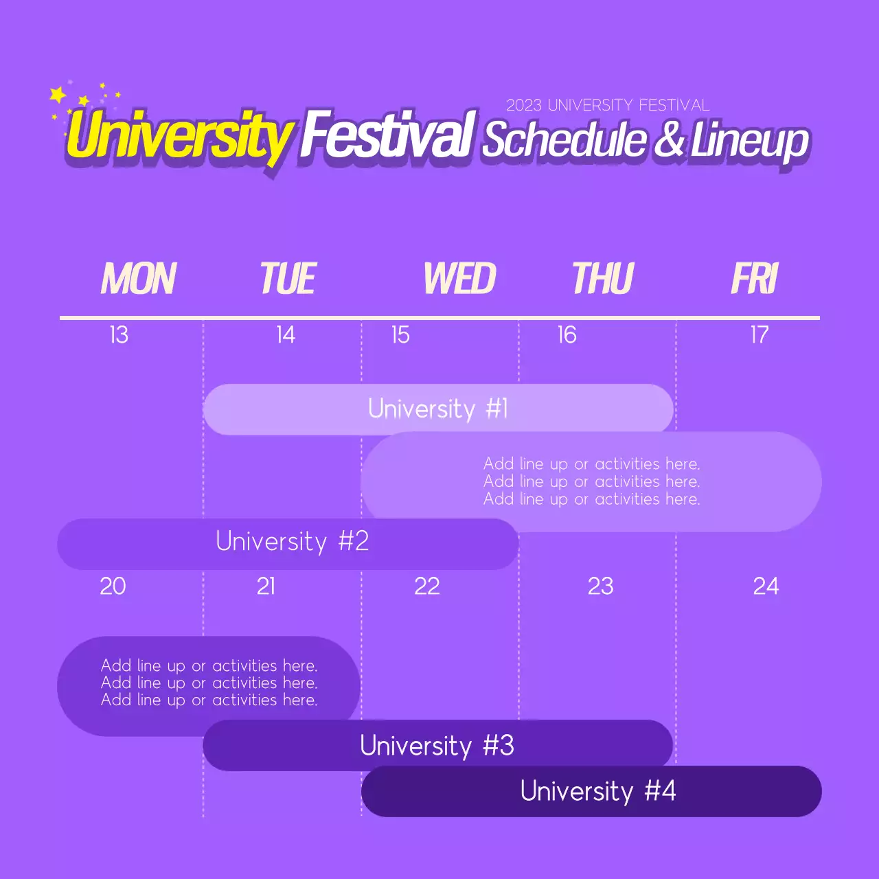 Purple Trendy Festival Schedule Instagram Carousel