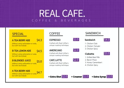 Purple Modern Cafe Menu Poster