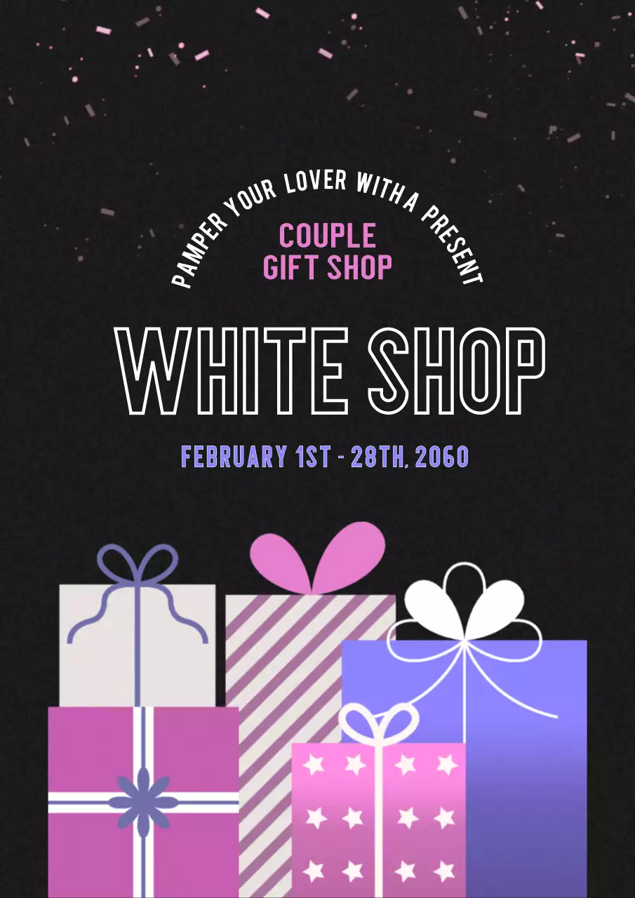 A clean, black-and-purple White Day gift shop look