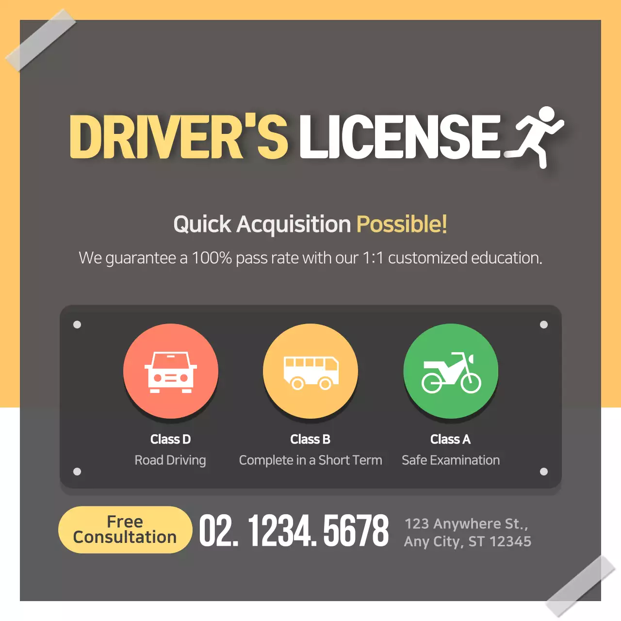 Grey Professional Driver's License Promotion Instagram Post