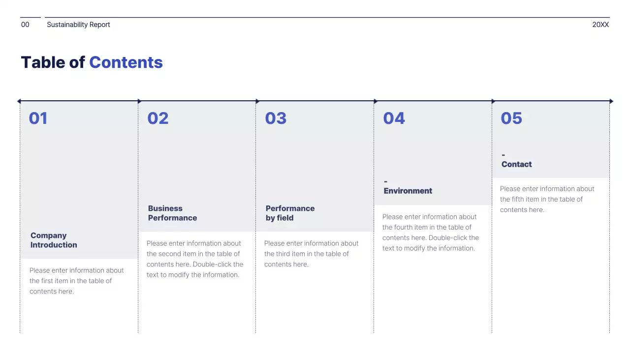 Simple concept in navy blue and white corporate management report