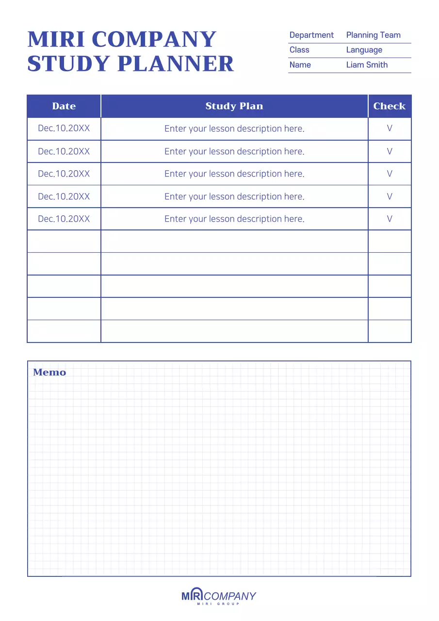 Blue Minimal Study Planner Schedule