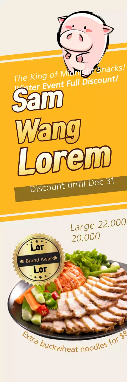 Banner amarelo de promoção de comida da moda