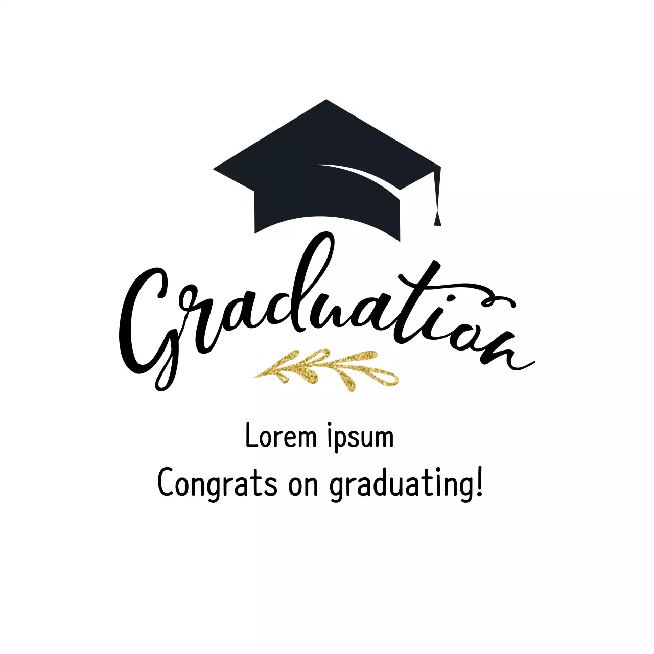 Graduation celebration with black and gold illustration