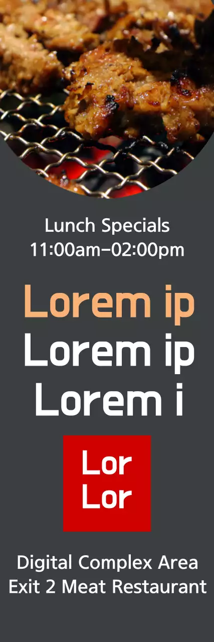 Banner de promoção de restaurante moderno cinza