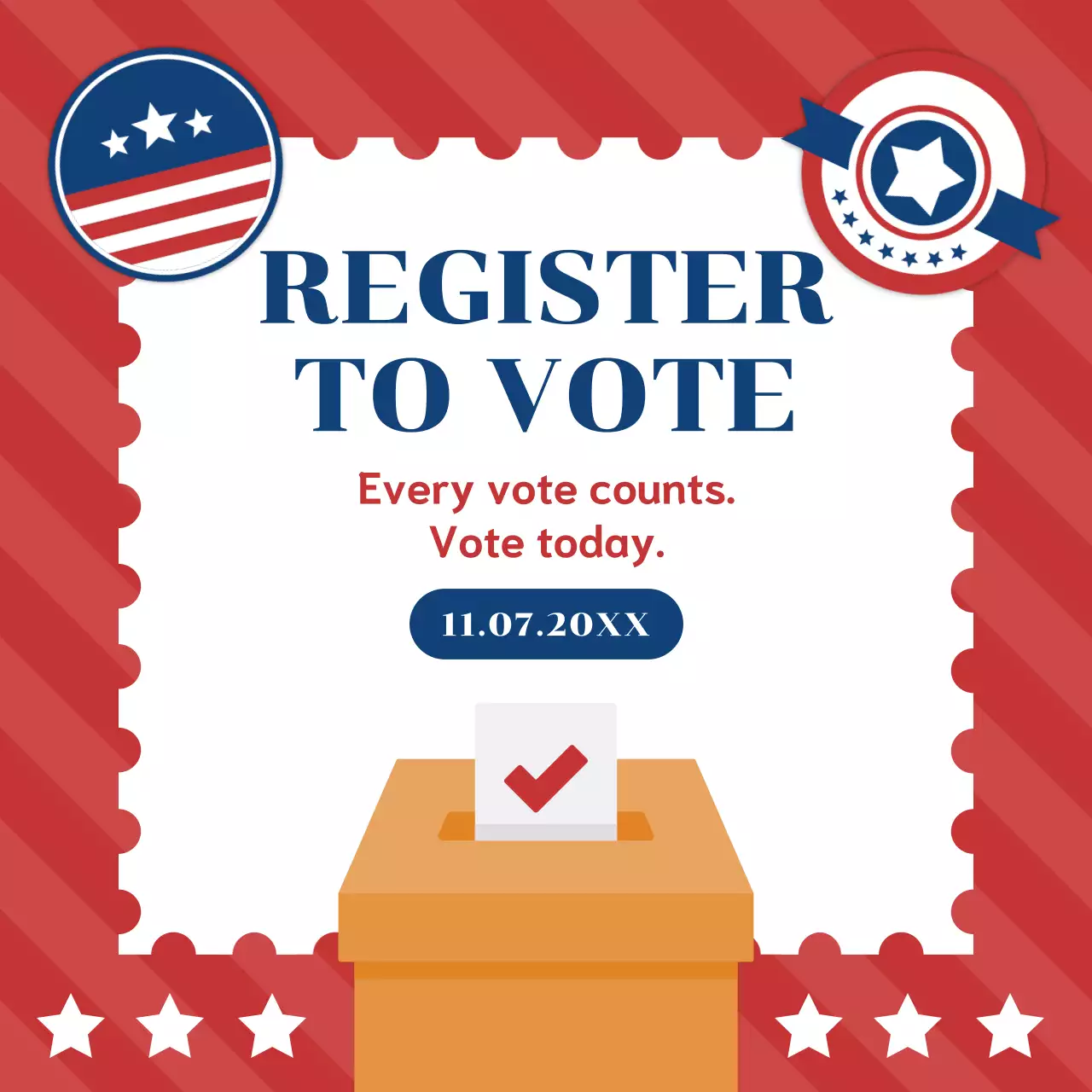 Red Classic Voter Registration Announcement Social Media Post