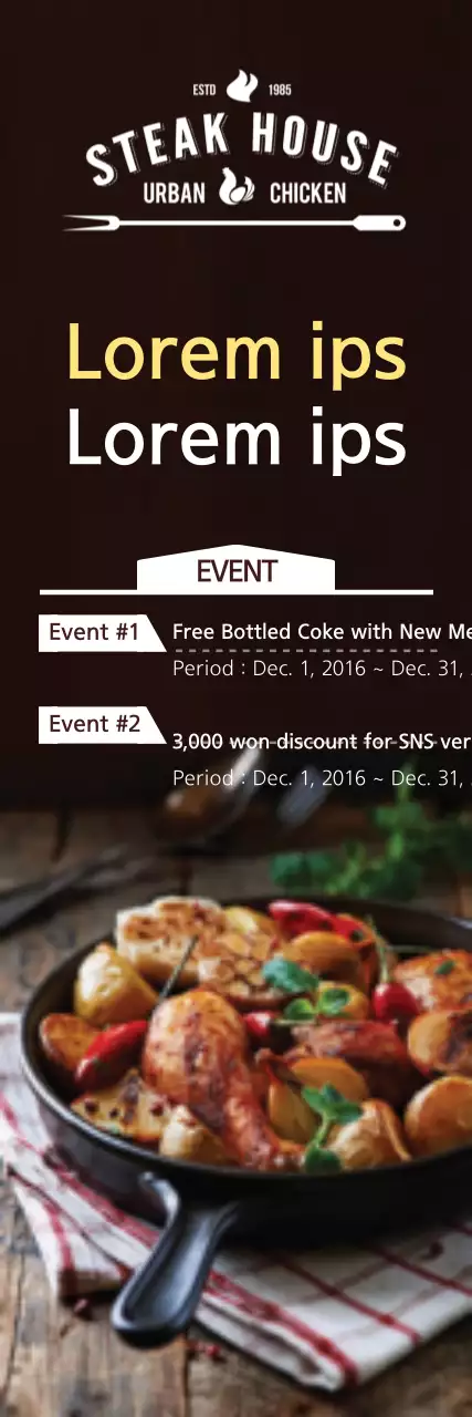 Banner de promoção de restaurante rústico marrom