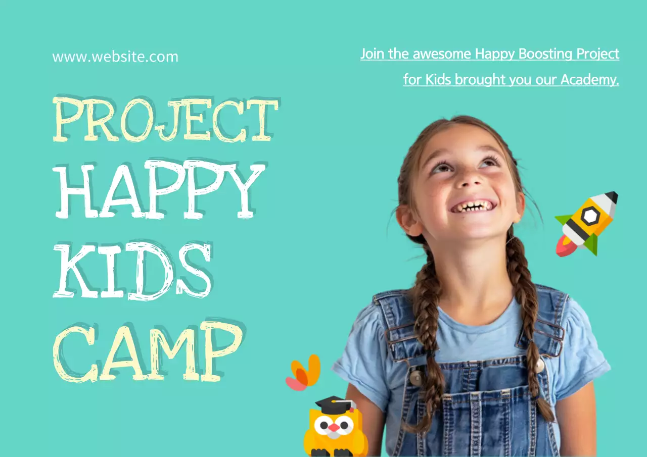 Teal Playful Kids Camp Promotion Poster