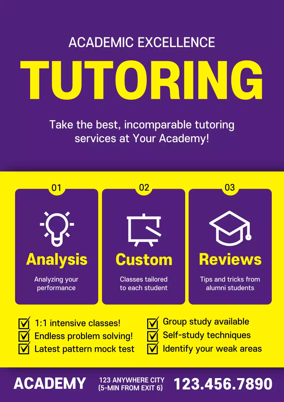 Purple Modern Tutoring Promotion Poster