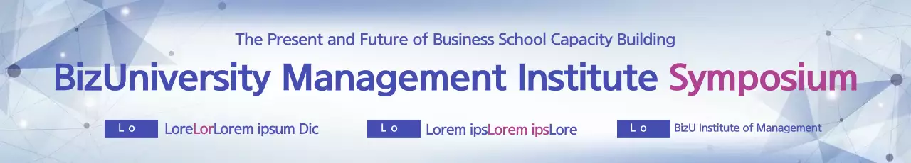 Banner de anúncio do simpósio de negócios modernos azuis