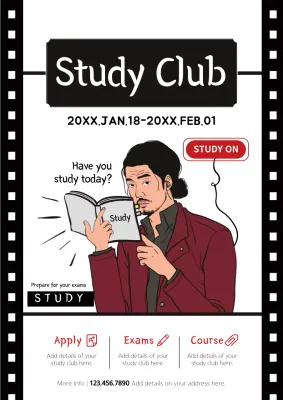 Red Modern Study Event Poster