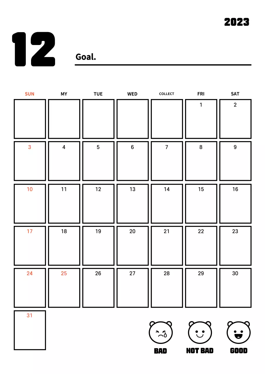 New Year's resolution goal tracker with clean lines