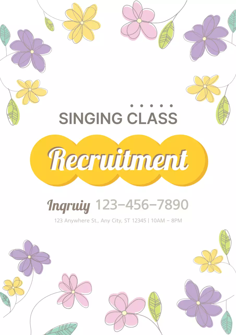 Yellow Floral Singing Recruitment Poster
