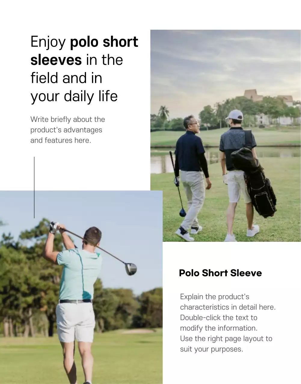 Simple, modern style golf wear details
