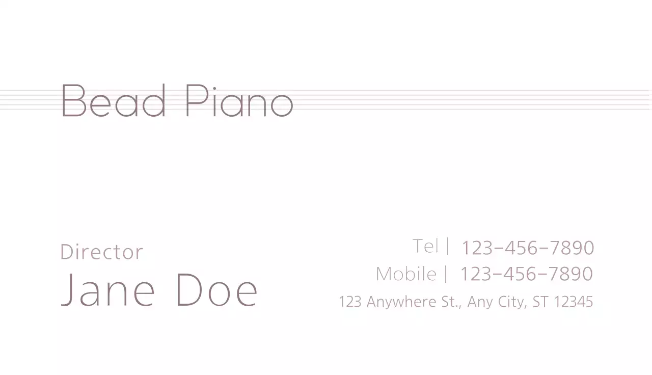Beige Minimal Piano Recruitment Business Card