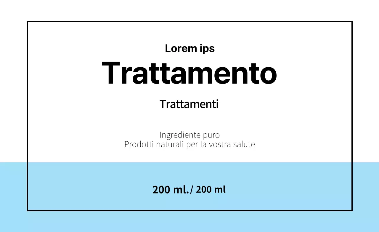 Etichetta adesiva della confezione del trattamento