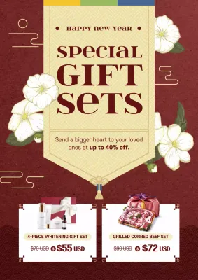 Maroon Vintage Gift Promotion Poster