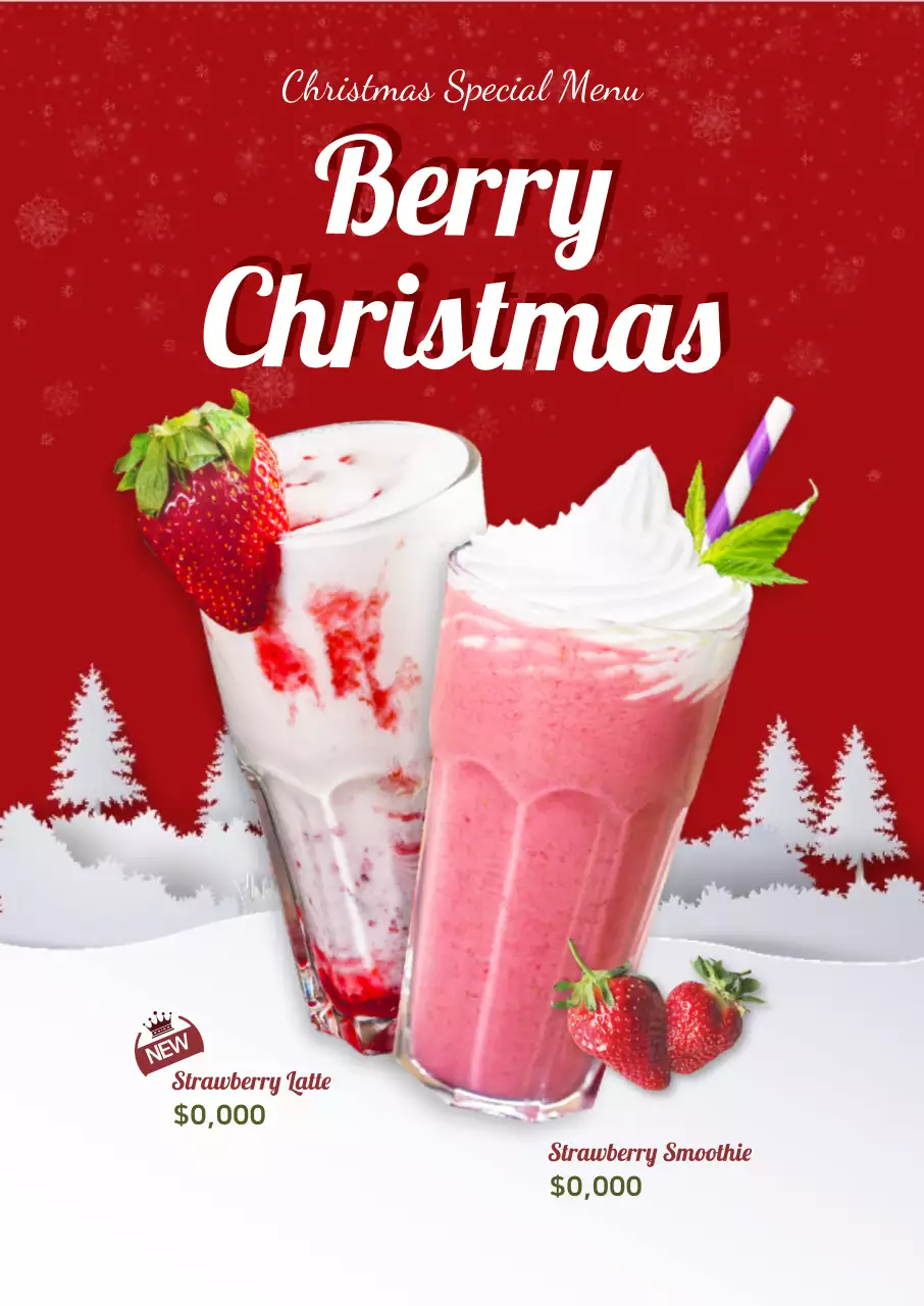 Red Trendy Christmas Menu Promotion Poster