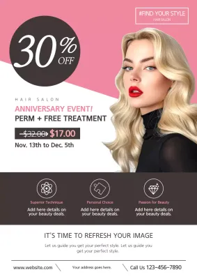 Pink Trendy Hair Promotion Poster