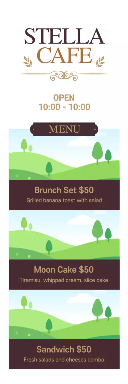 Banner de menu de café elegante marrom