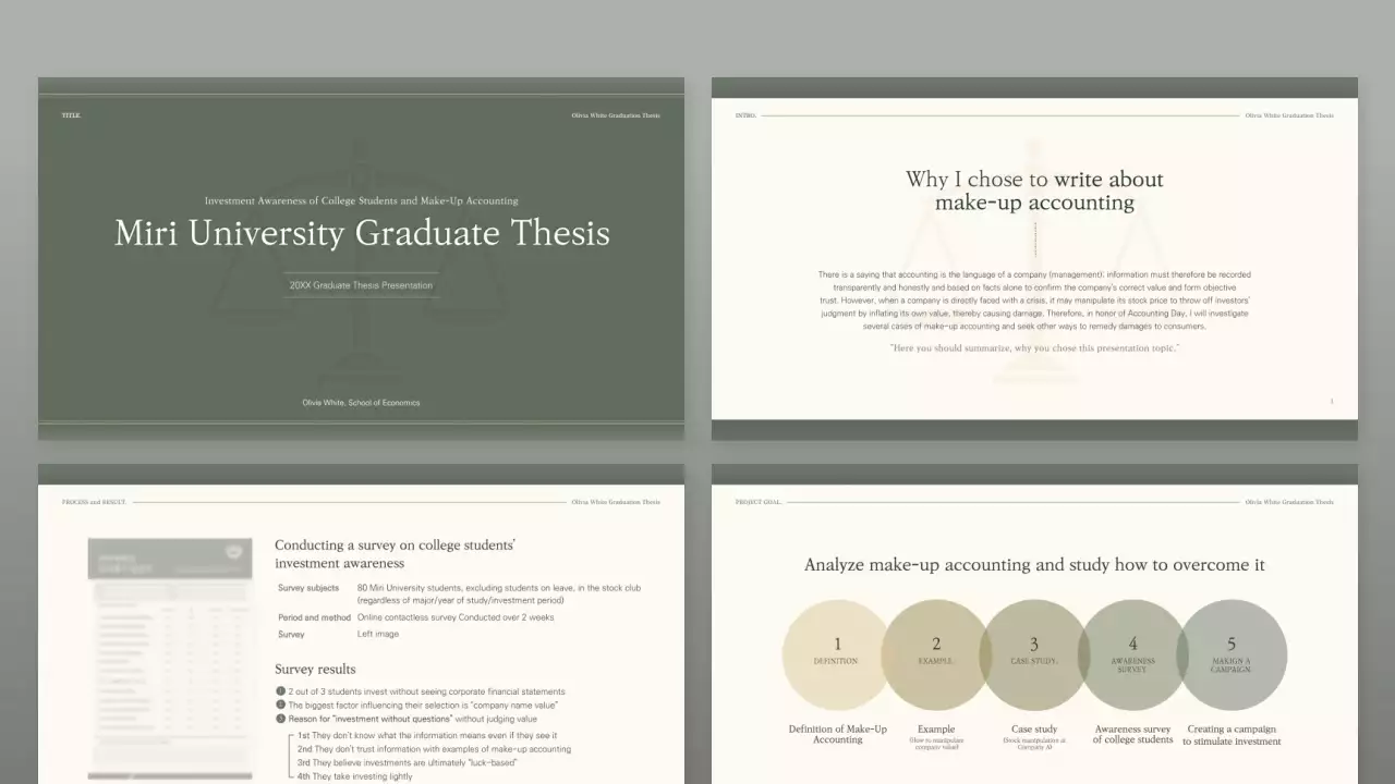 Presenting an accounting assignment with a dark green, calming look