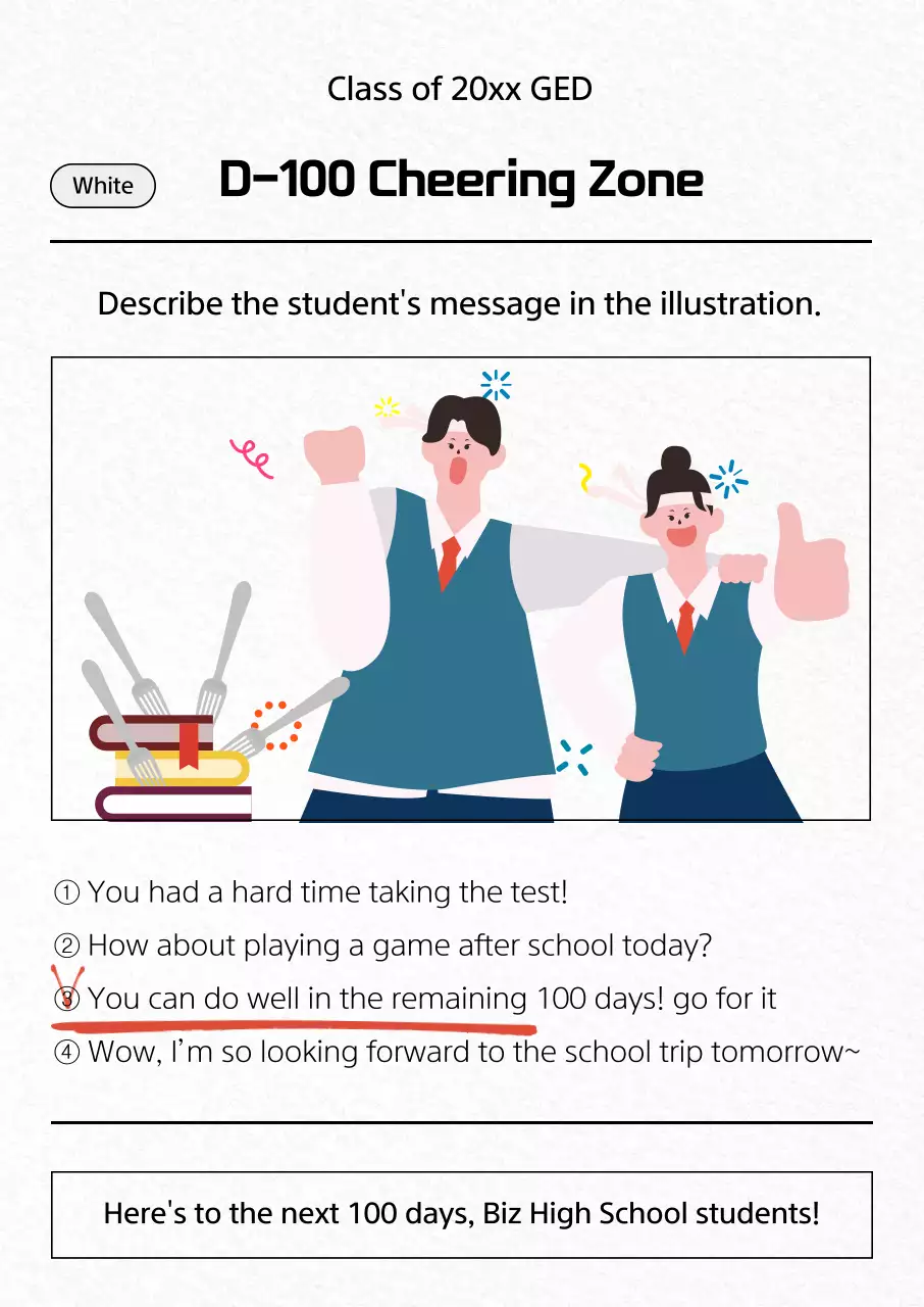 SAT cheer poster with test paper concept