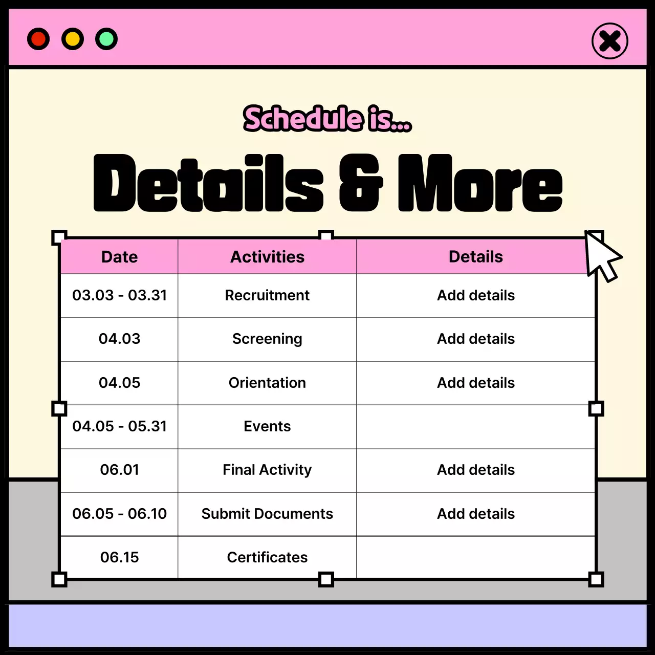 College life theme with pink and purple window concept