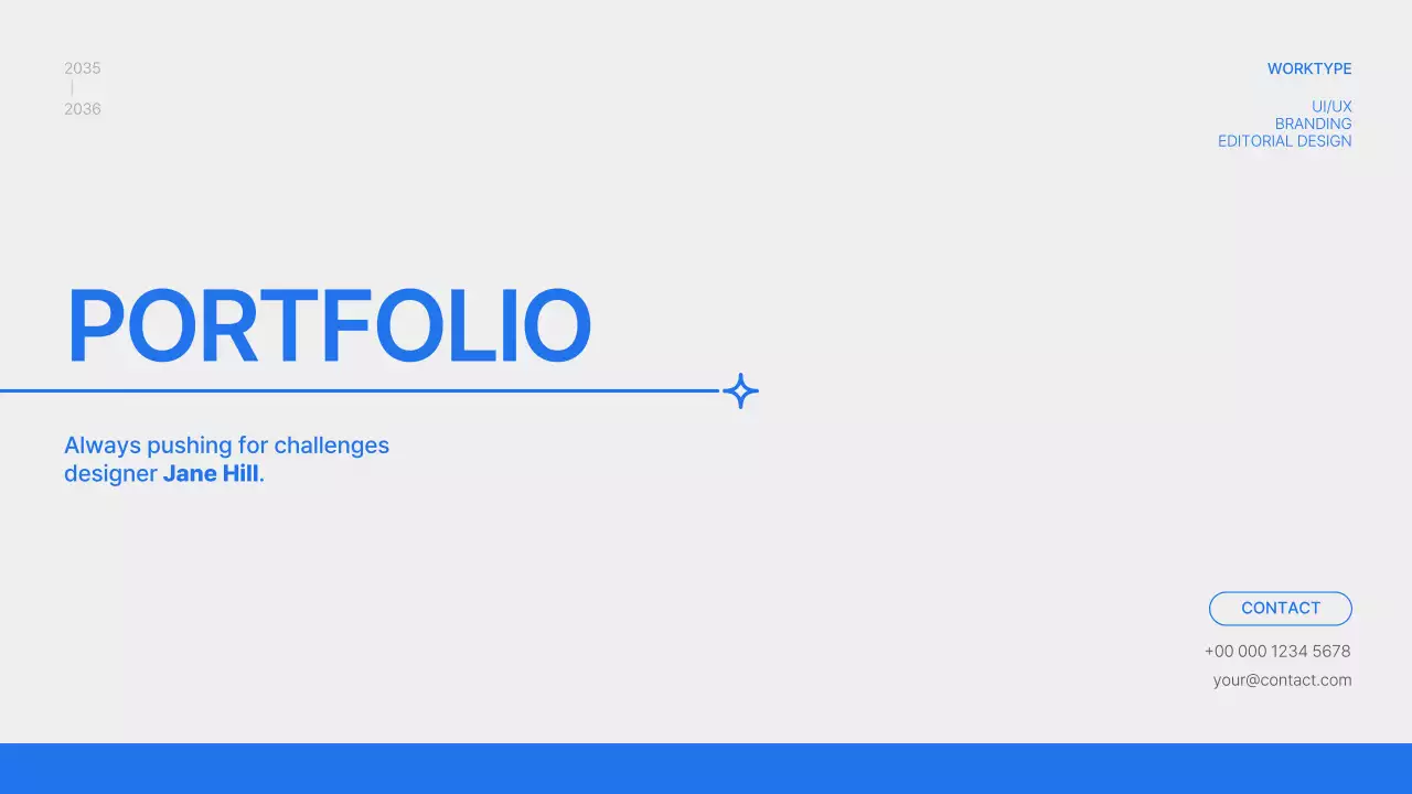 Design portfolio with a simple blue and white concept