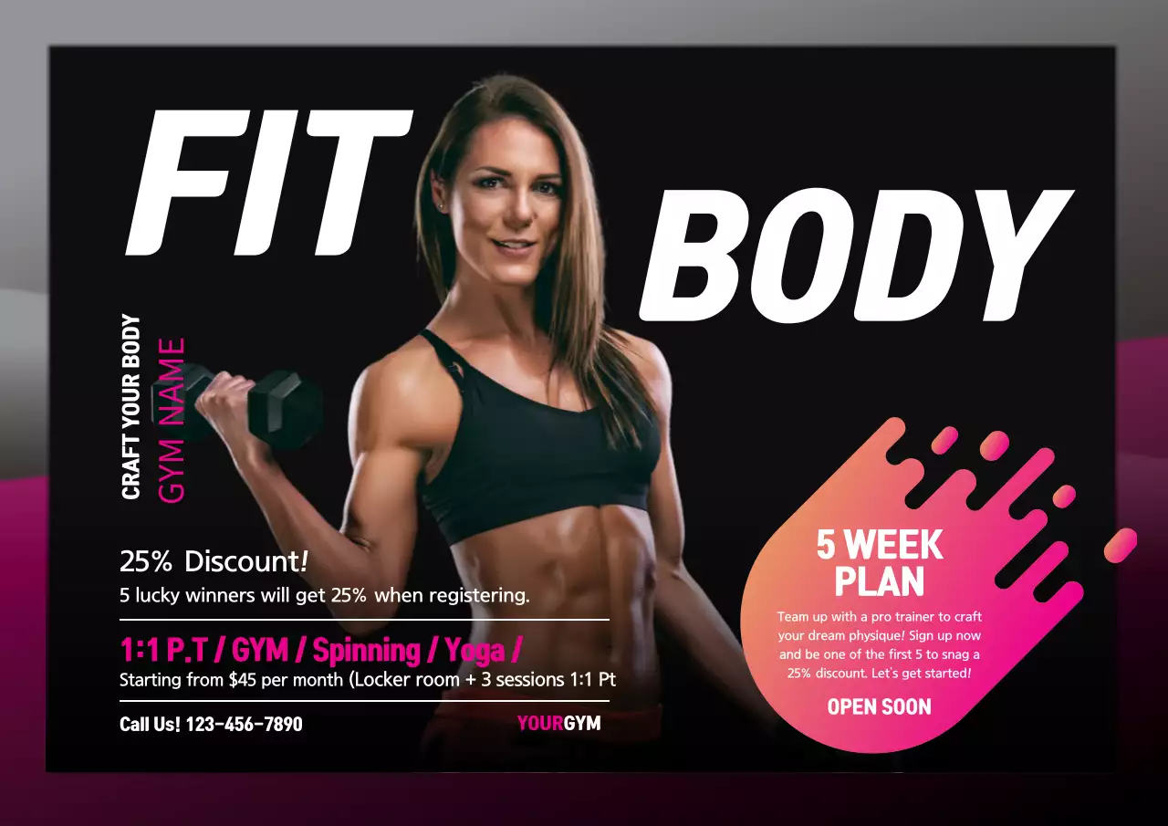 Pink Modern Fitness Promotion Poster