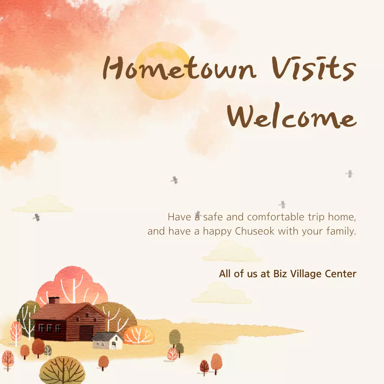 Banner de anúncio de cidade natal rústica laranja