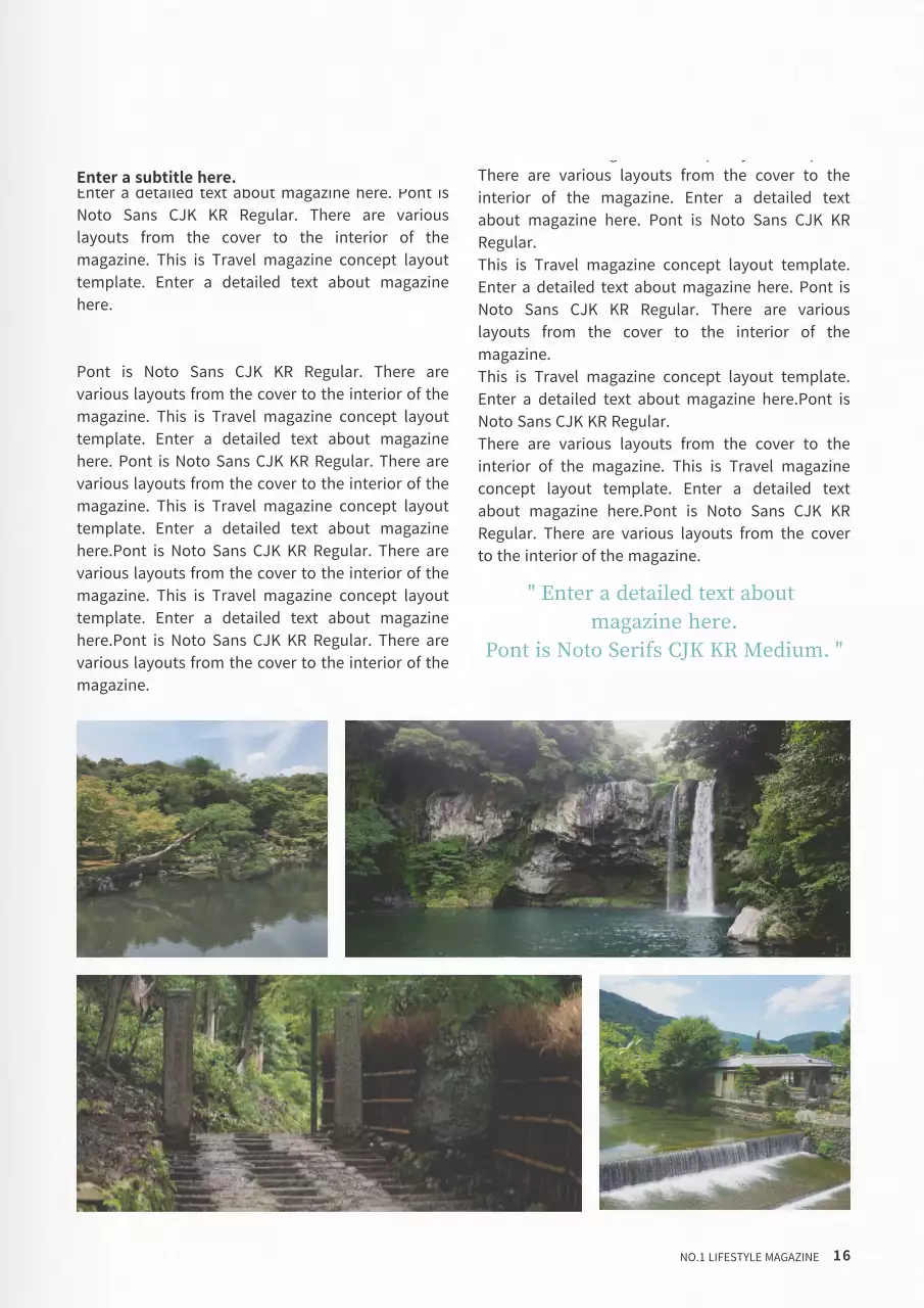 A bundle of layouts with a refreshing travel magazine concept