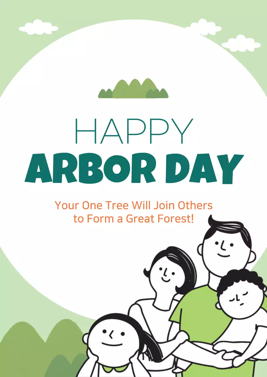 Green Simple Arbor Day Announcement Poster