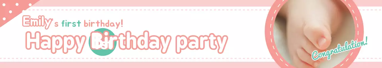 Banner de convite de aniversário simples rosa