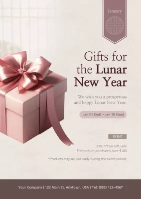 Pink Elegant Lunar New Year Promotion Poster